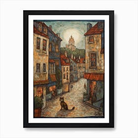 Painting Of Rome With A Cat In The Style Of Renaissance, Da Vinci 4 Art Print