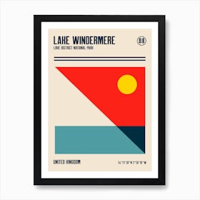 Lake Windermere National Park Retro Travel Print Art Print
