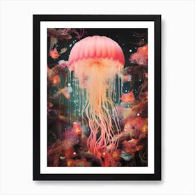 Jellyfish Retro Space Collage 5 Art Print