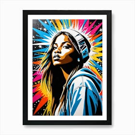 Graffiti Mural Of Beautiful Hip Hop Girl 66 Art Print