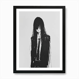 Anime Girl With Long Hair Art Print