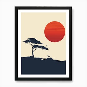 Sunset Over A Tree Art Print