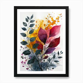 Autumn Leaves Watercolor Painting Art Print