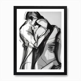 Kissing Couple Abstract Art Print