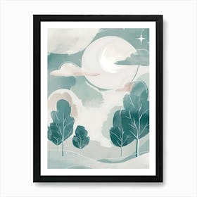 Moon And Trees Canvas Print Art Print