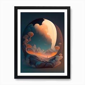 Gibbous Comic Space Space Art Print