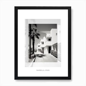 Poster Of Marbella, Spain, Black And White Old Photo 4 Art Print