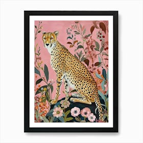 Floral Animal Painting Cheetah 3 Art Print