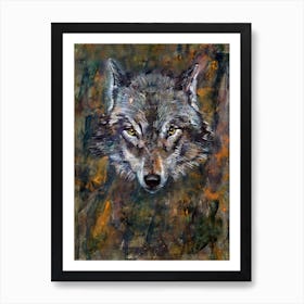 spirit of the wolf in the autumn camouflage Art Print