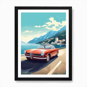 A Alfa Romeo Giulia Car In The Lake Como Italy Illustration 4 Art Print