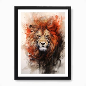 Lion Art Painting Chinese Brush Painting 4 Art Print