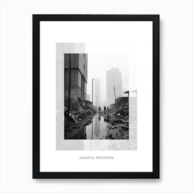 Poster Of Jakarta, Indonesia, Black And White Old Photo 3 Art Print