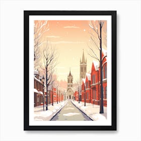 Vintage Winter Travel Illustration Manchester United Kingdom 9 Art Print