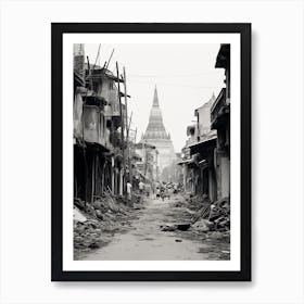 Yangon, Myanmar, Black And White Old Photo 2 Art Print