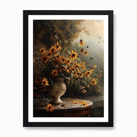 Baroque Floral Still Life Black Eyed Susan 4 Art Print