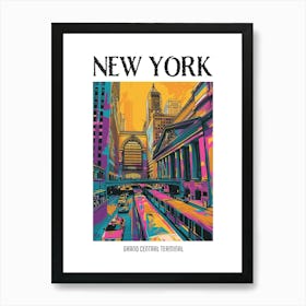 Grand Central Terminal New York Colourful Silkscreen Illustration 3 Poster Art Print