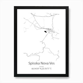 Spisska Nova Ves,Slovakia Minimalist Map Art Print