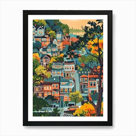 Sunnyside New York Colourful Silkscreen Illustration 3 Art Print