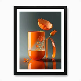 Orange Flowers In A Cup Art Print