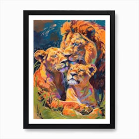 Southwest African Lion Family Bonding Fauvist Painting 2 Art Print