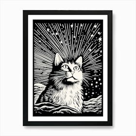 Orion S Furry Comets, Psychedelic Cats series Art Print