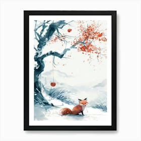 Fox In The Snow Art Print