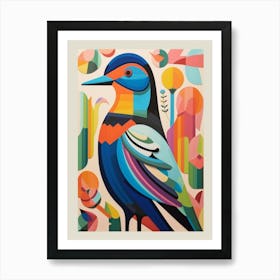 Colourful Scandi Bird Mallard Duck 3 Art Print