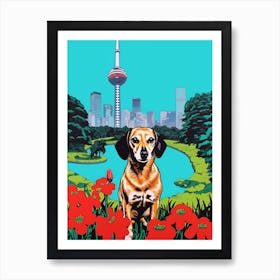 A Painting Of A Dog In Shanghai Botanical Garden, China In The Style Of Pop Art 04 Art Print