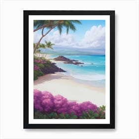 Pink Flowers On The Beach 2 Art Print