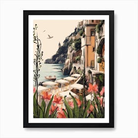 Positano, Flower Collage 4 Art Print