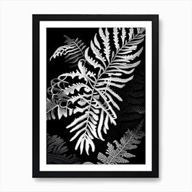 Christmas Fern Linocut Art Print