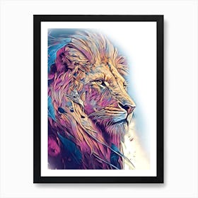 A Nice Lion Art Illustration In A Painting Style 01 Art Print