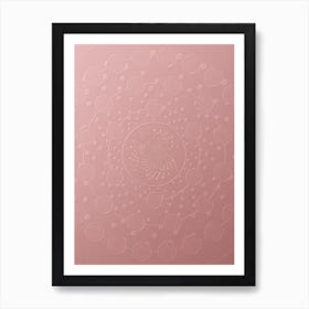Geometric Gold Glyph on Circle Array in Pink Embossed Paper n.0068 Art Print