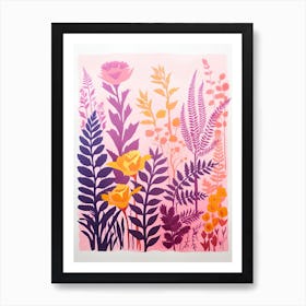 Colourful Botanical Risograph Style 12 Art Print