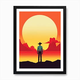 Sunset Cowboy Art Print