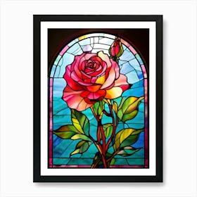 Stained Glass Rose Art Print