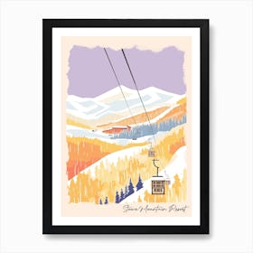 Poster Of Stowe Mountain Resort   Vermont, Usa, Ski Resort Pastel Colours Illustration 0 Art Print