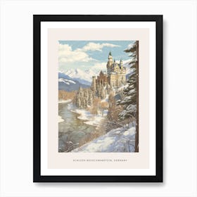 Vintage Winter Poster Schloss Neuschwanstein Germany 2 Art Print