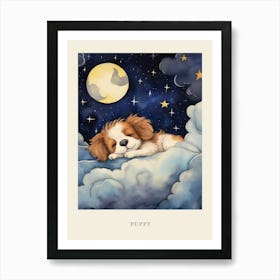 Baby Puppy 2 Sleeping In The Clouds Nursery Poster Art Print