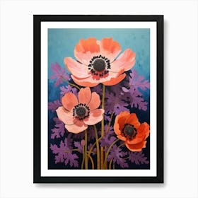 Surreal Florals Anemone 1 Flower Painting Art Print