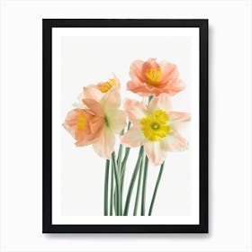 Bunch Of Daffodils Flowers Acrylic Painting In Pastel Colours 7 Art Print