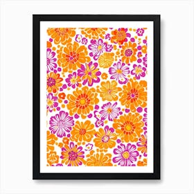 Violets Floral Print Retro Pattern 2 Flower Art Print