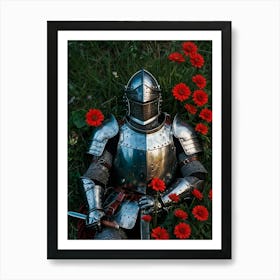 Knight In Armor Laying In The Grass Art Print