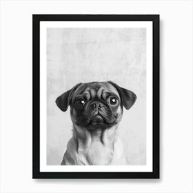 Milo der Mops, niedliches schwarz-weiß Hunde Portrait Art Print