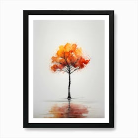 Autumn Tree In Water Art Print