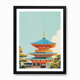 Todai Ji Temple Nara 2 Colourful Illustration Art Print