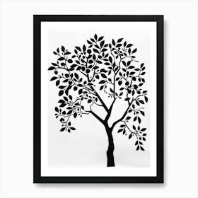 Plum Tree Simple Geometric Nature Stencil 2 Art Print
