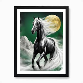 Horse Running In The Snow Art Print