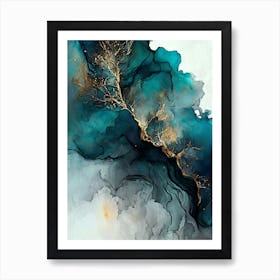 Elegant Blue Abstract Painting Art Print