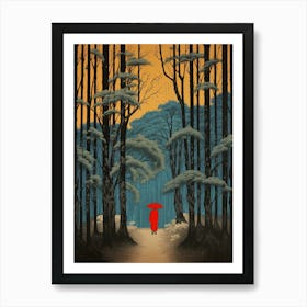 Arashiyama Bamboo Grove, Japan Vintage Travel Art 1 Art Print